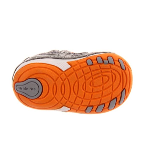 NEW Stride Rite Baby Soft Motion Conner Sneaker Grey Orange Walker First Step - Picture 5 of 5